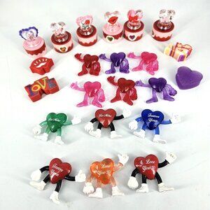 Valentine Heart Rubber Stamp Sticky Figure Lot 22 Love Party Favors Gift Teacher